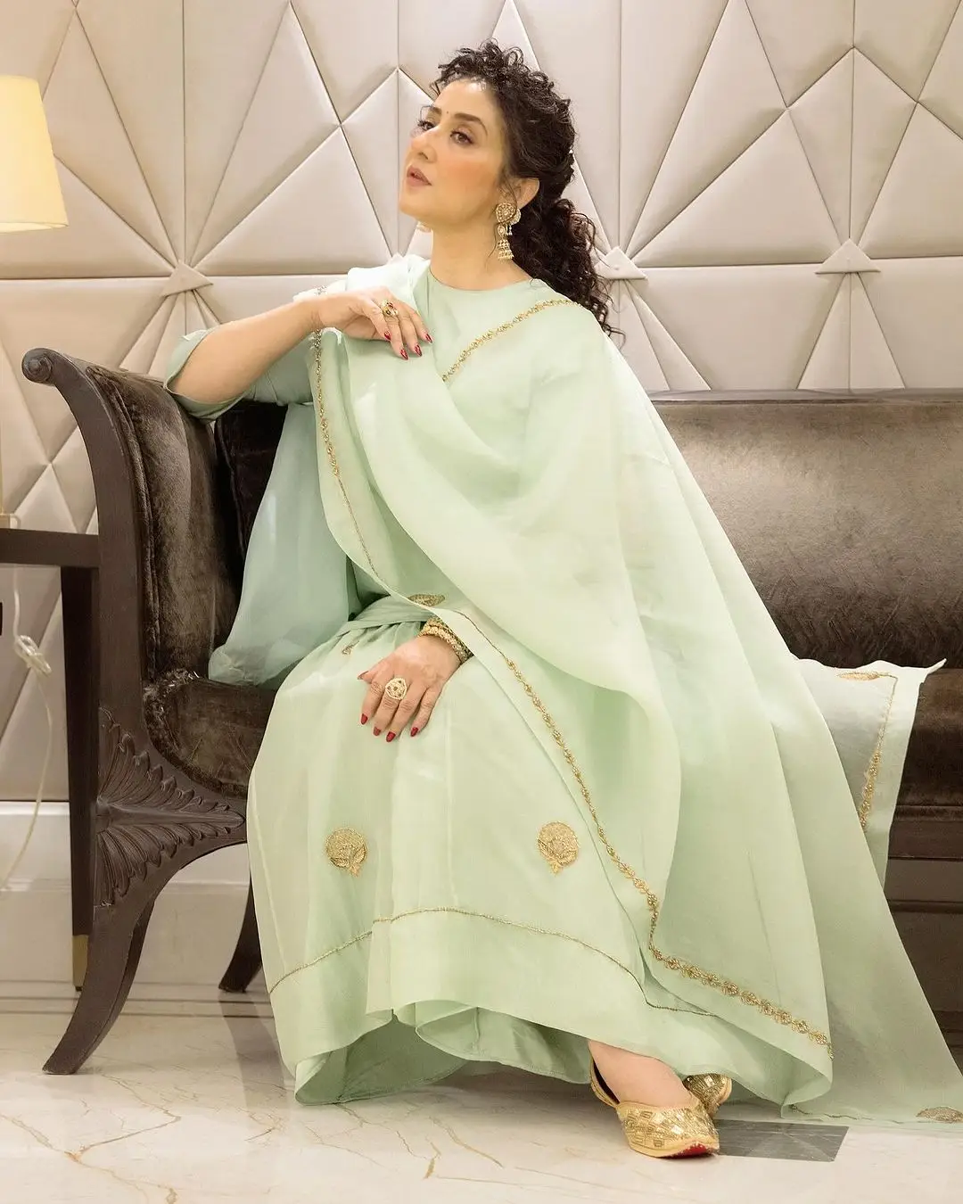 Bollywood Actress Manisha Koirala Stills in Green Dress